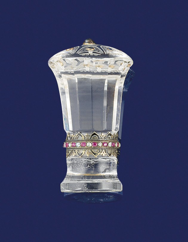 A rock crystal, diamond and gem desk seal