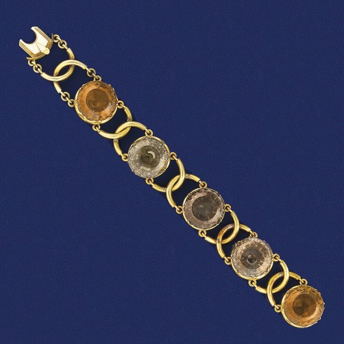 A 19th century Scottish gold "cairngorm" bracelet