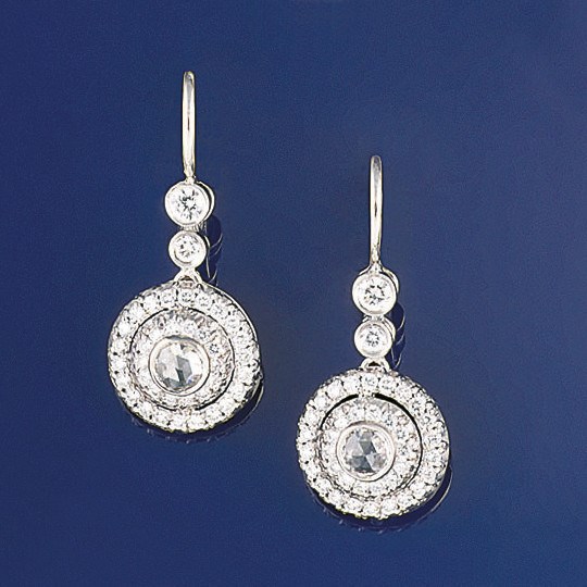 A pair of diamond earpendants