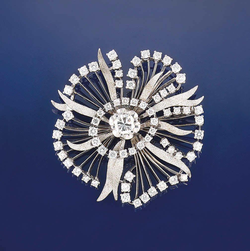 A diamond flower brooch