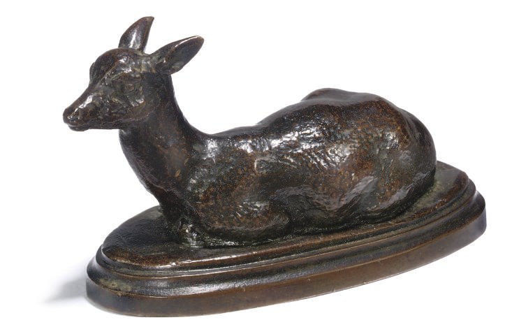 A FRENCH BRONZE STUDY ENTITLED 'FAON DE DAIM (TETE LEVEE)'