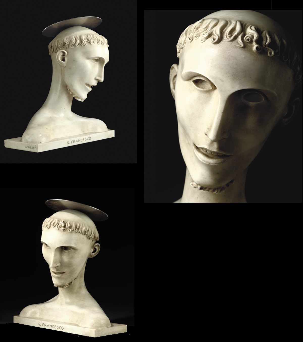 AN ITALIAN MARBLE BUST OF SAN FRANCESCO
