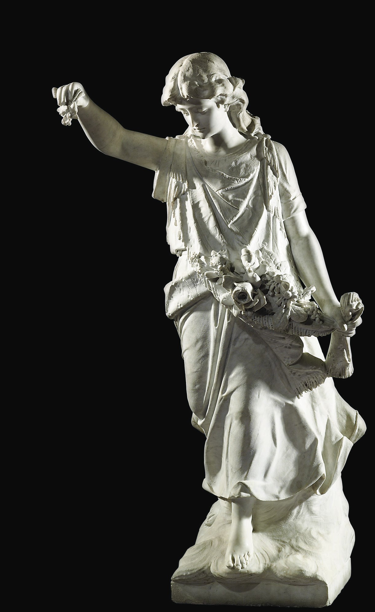 AN ITALIAN MARBLE FIGURE OF FLORA