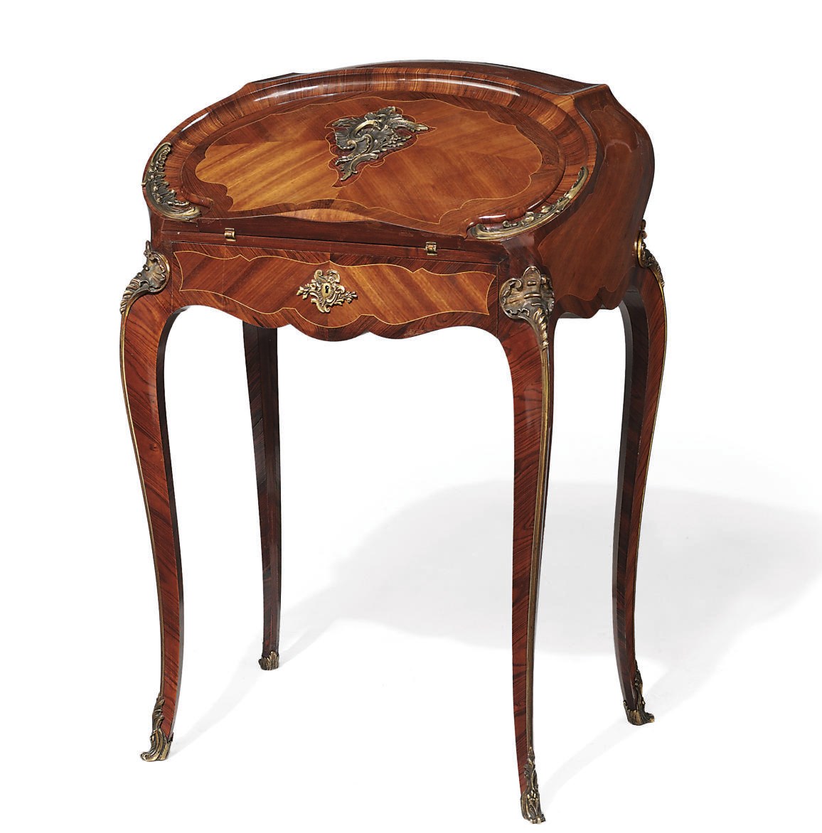 A FRENCH ORMOLU-MOUNTED TULIPWOOD AND SATINE BUREAU DE DAME