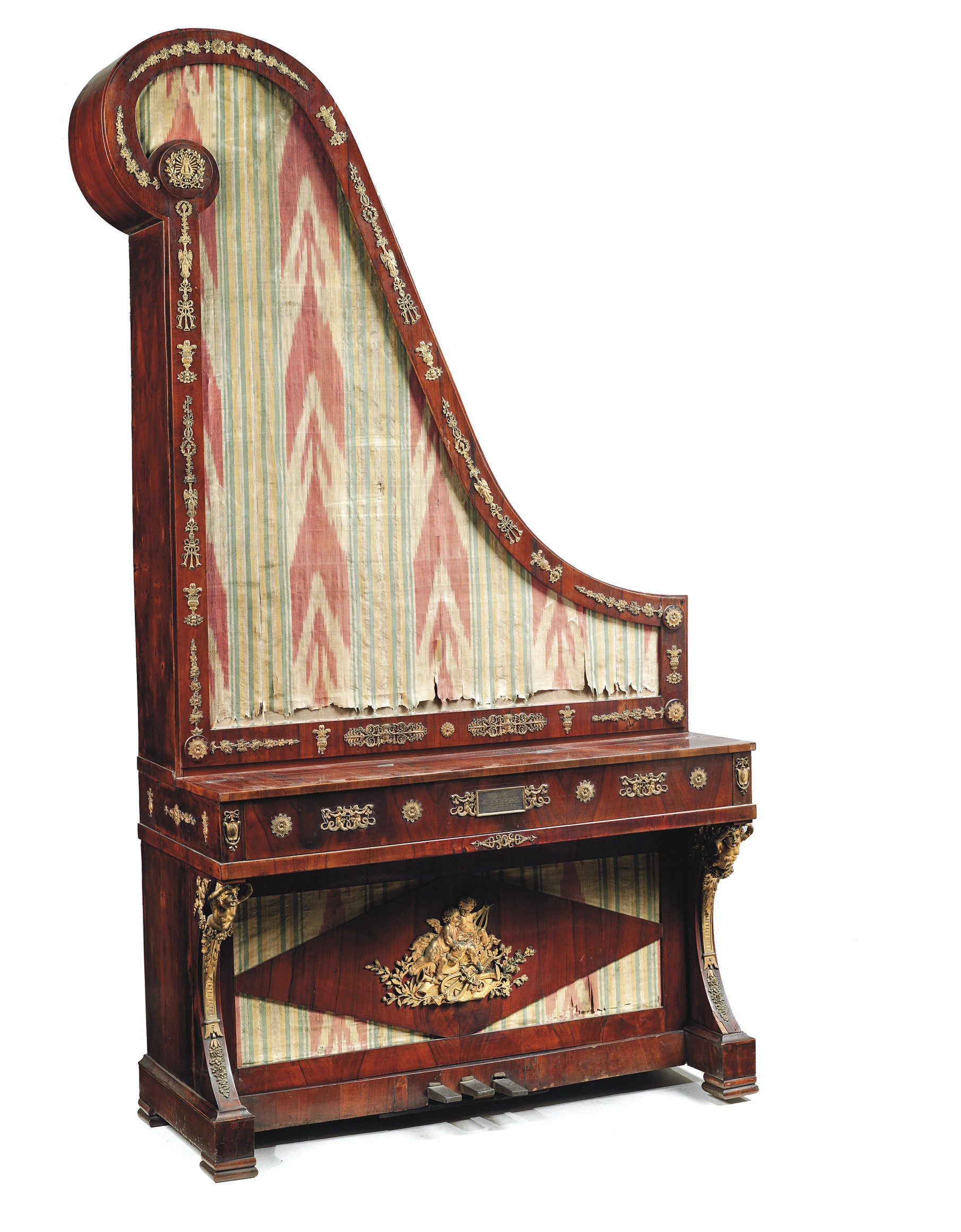 AN AUSTRIAN ORMOLU-MOUNTED ROSEWOOD UPRIGHT PIANO