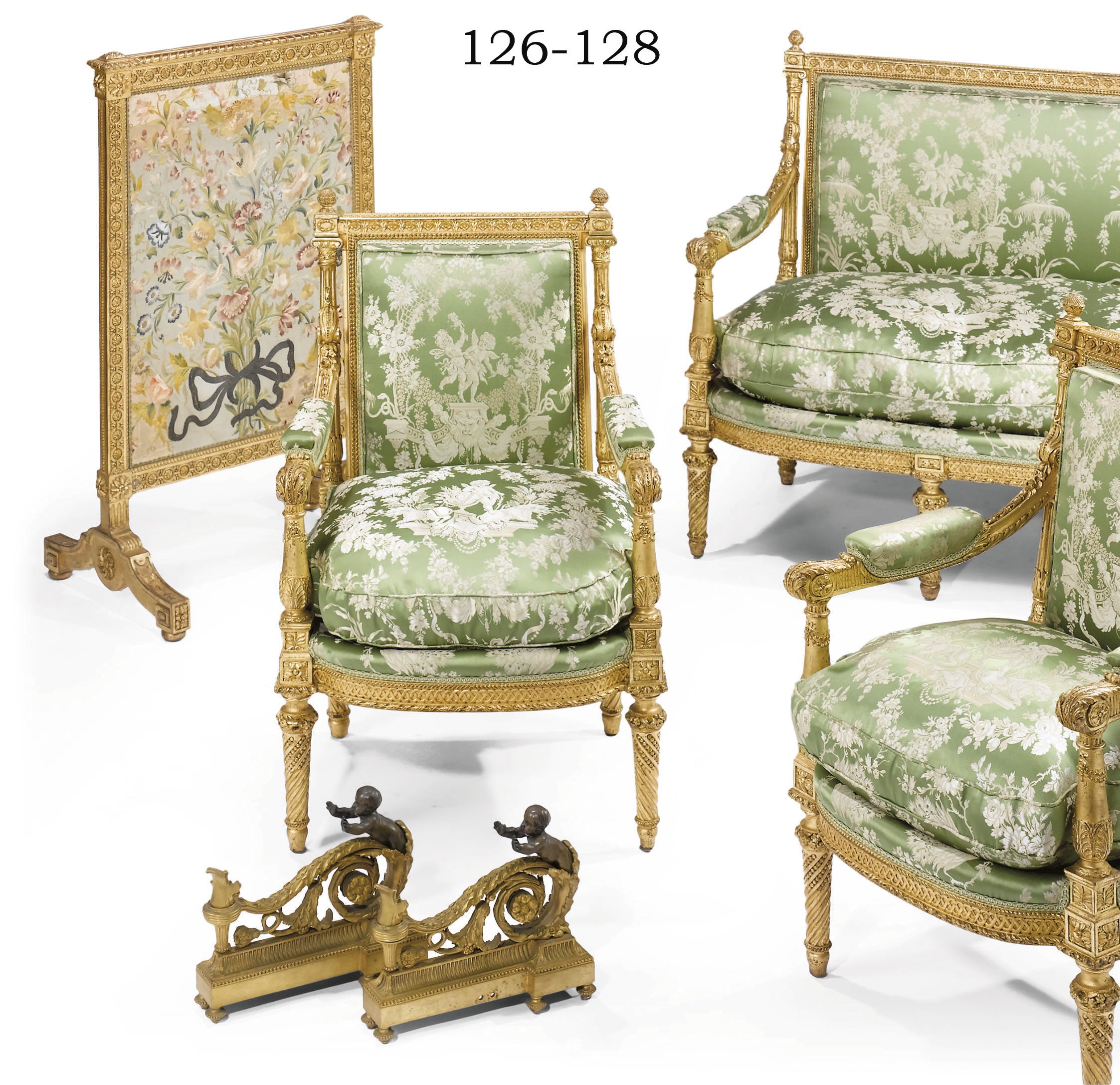 A FRENCH GILTWOOD THREE-PIECE SALON SUITE