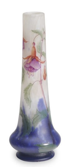 A FRENCH ENAMELED GLASS VASE,