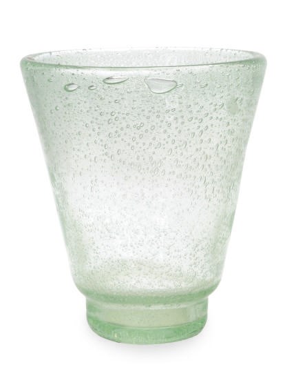 A FRENCH INTERNALLY DECORATED GLASS VASE,