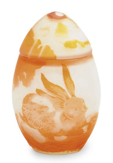 A FRENCH CAMEO GLASS EGG-FORM BOX AND COVER,