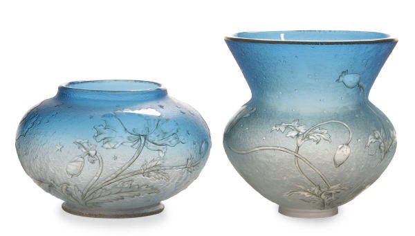 TWO FRENCH GILT AND ENAMELED VASES,