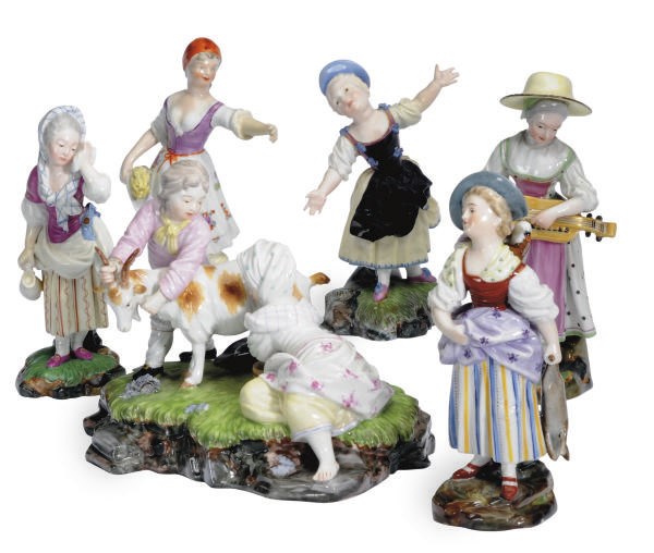 SIX GERMAN PORCELAIN FIGURES OF CHILDREN,