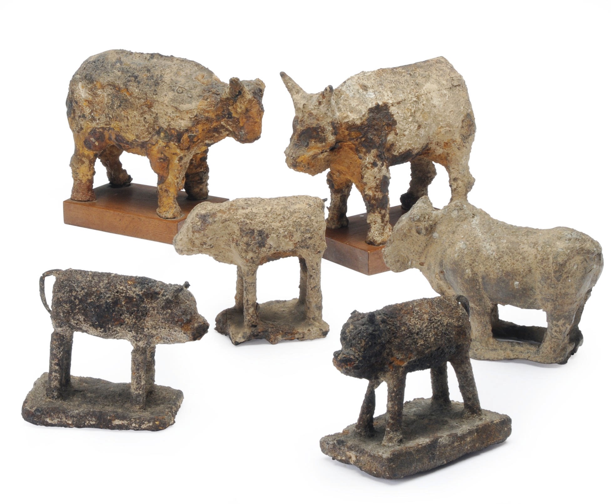 A GROUP OF CHINESE IRON BOVINE FIGURES,
