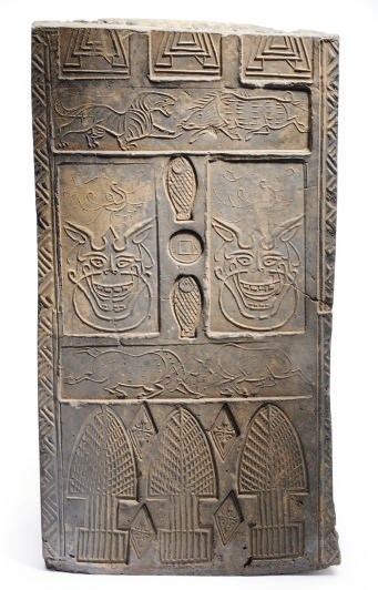 A CHINESE GREY POTTERY RECTANGULAR ARCHITECTURAL TILE,
