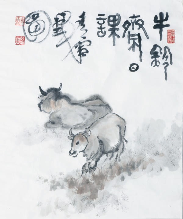 A GROUP OF FOUR CHINESE UNMOUNTED SCROLL PAINTINGS,