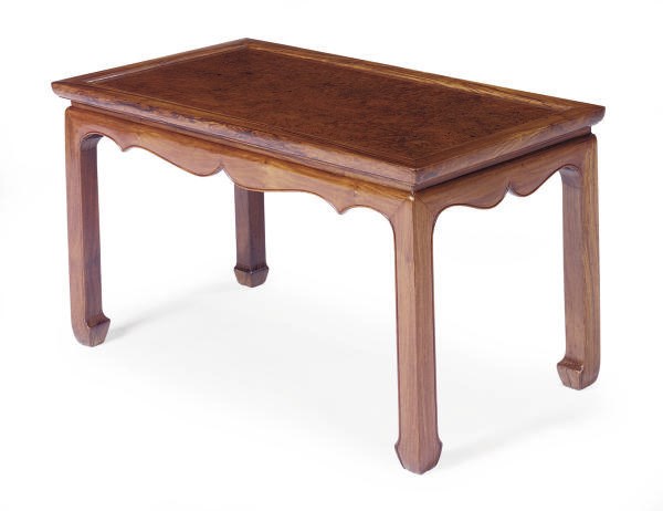 A CHINESE HUANGHUALI AND HUAMU WAISTED CORNER-LEG LOW TABLE,