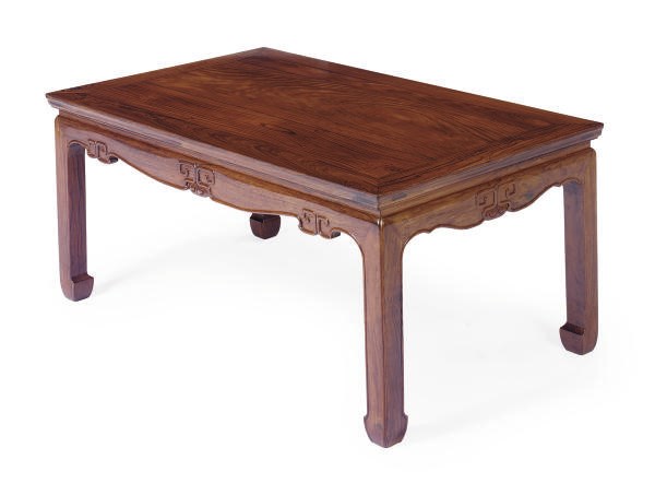 A CHINESE HUANGHUALI WAISTED CORNER-LEG TABLE,