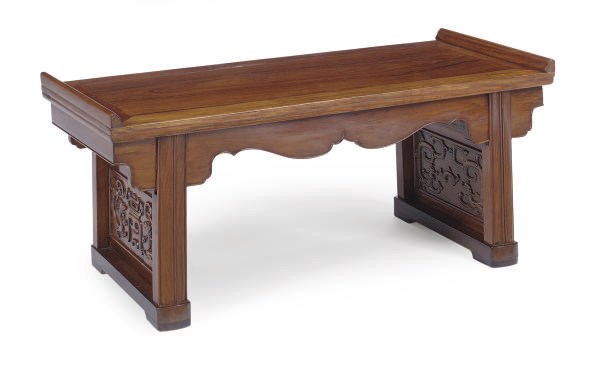 A CHINESE HUANGHUALI AND HARDWOOD RECESSED LEG LOW TABLE,