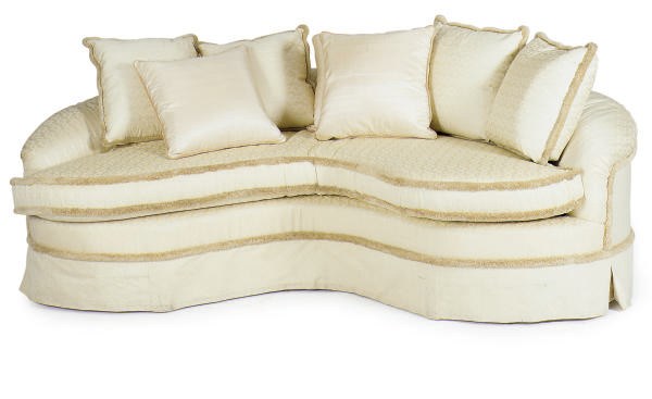 AN UPHOLSTERED DEMILUNE SOFA,