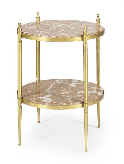 A GILT-BRONZE AND MARBLE TWO-TIER SIDE TABLE,