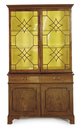 A GEORGE III MAHOGANY BOOKCASE CABINET,