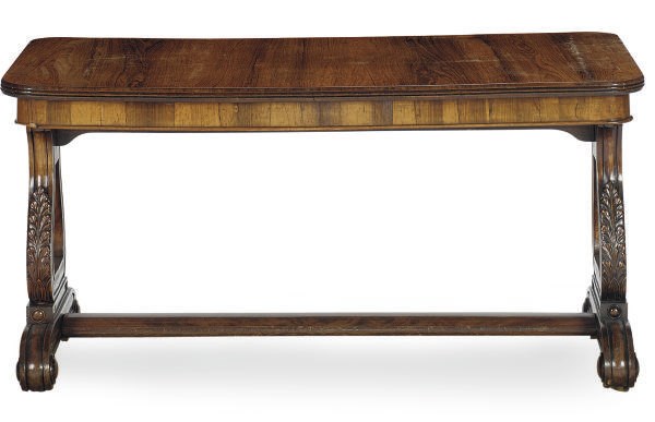 A WILLIAM IV MAHOGANY AND ROSEWOOD LIBRARY TABLE**,