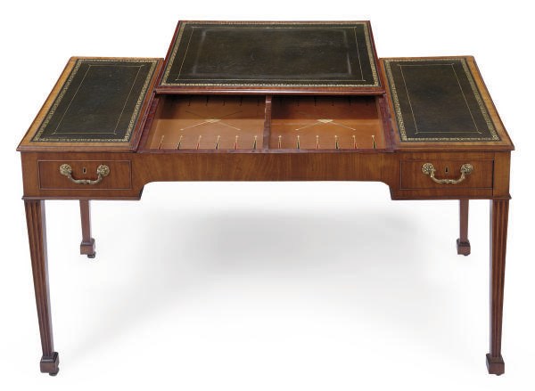A GEORGE III MAHOGANY WRITING TABLE,