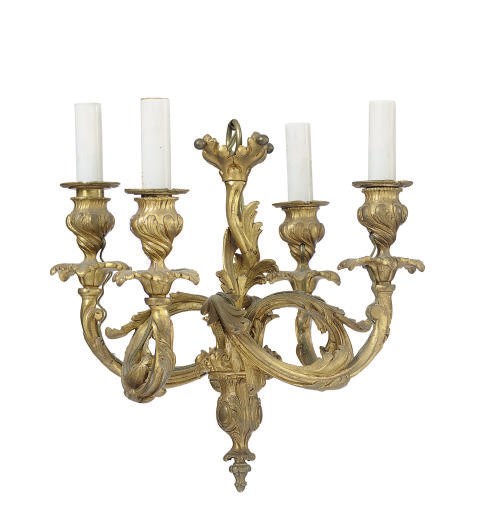 A FRENCH ORMOLU FOUR-LIGHT CHANDELIER,