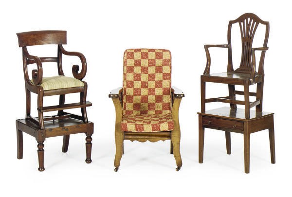 A GEORGE III MAHOGANY CHILD'S CHAIR-ON-STAND,