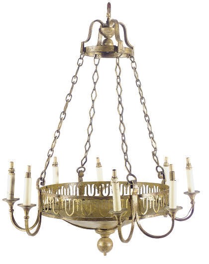 A GILT-METAL EIGHT-LIGHT CHANDELIER,