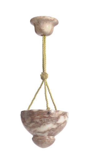 AN ALABASTER PENDANT LIGHT,
