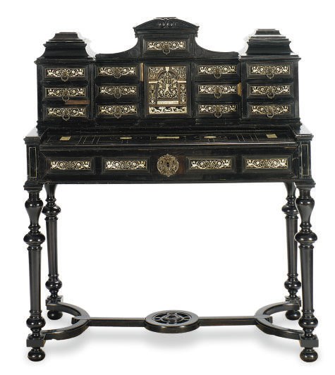 A MILANESE IVORY-INLAID, EBONY AND EBONIZED BUREAU**,