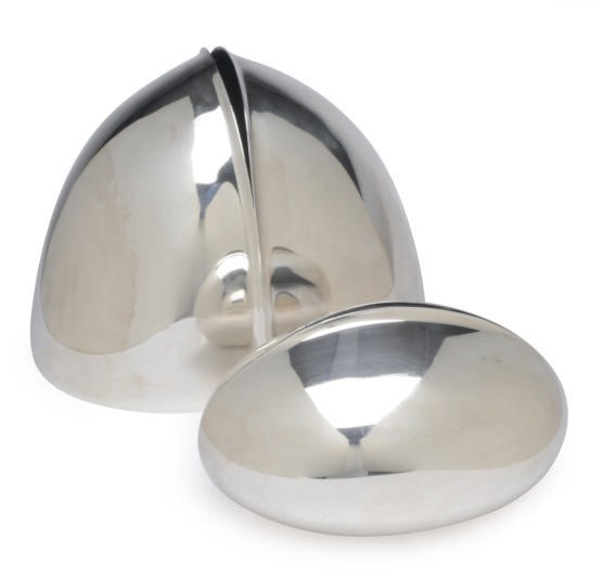 TWO ITALIAN SILVERED METAL CENTER PIECES,