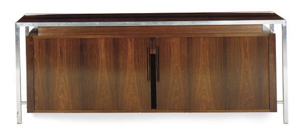 A DANISH CHROMED-METAL AND ROSEWOOD SIDE CABINET**,