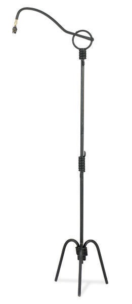A WROUGHT IRON ADJUSTABLE FLOOR LAMP,