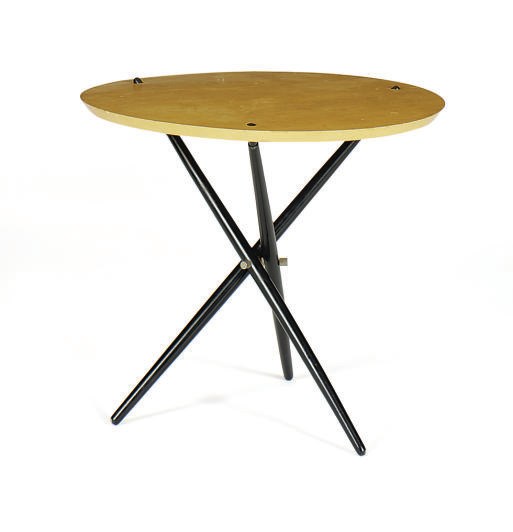 A BIRCH AND EBONIZED TRIPOD TABLE,
