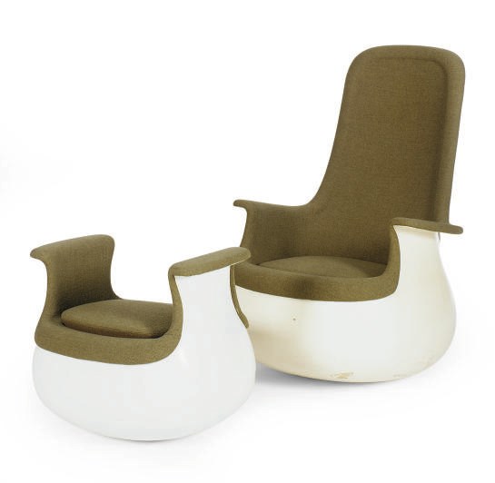 A 'CULBUTO' CHAIR AND OTTOMAN,