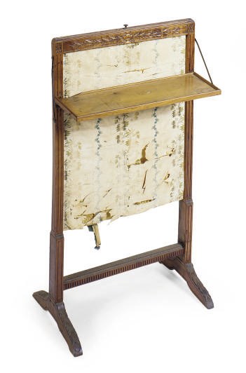 A FRENCH PROVINCIAL FRUITWOOD FIRE SCREEN,