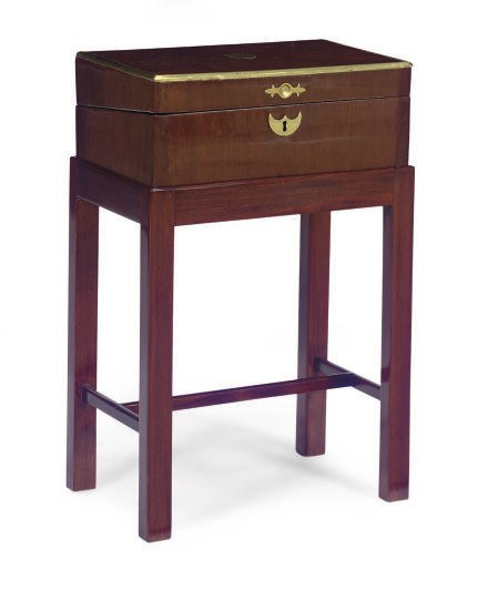 A VICTORIAN BRASS-BANDED MAHOGANY LAP DESK,
