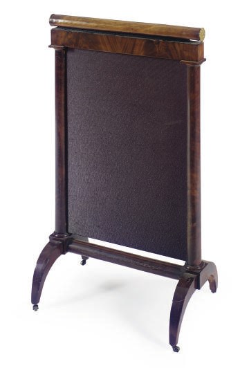 AN EMPIRE ORMOLU-MOUNTED MAHOGANY FIRESCREEN,