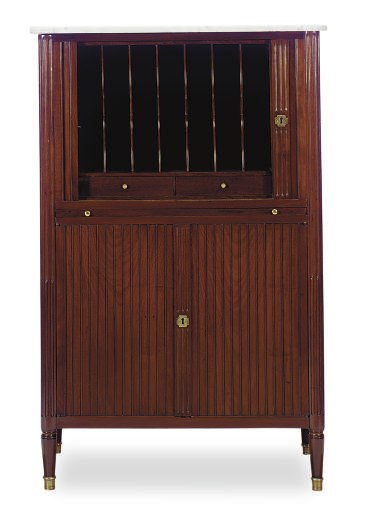A LOUIS XVI MAHOGANY AND MARBLE-TOP SECRETAIRE,