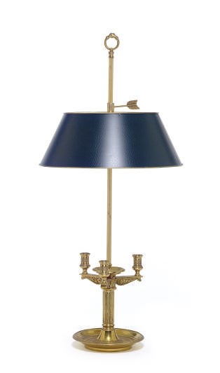 A GILT-BRONZE THREE-LIGHT BUILLOTTE LAMP,