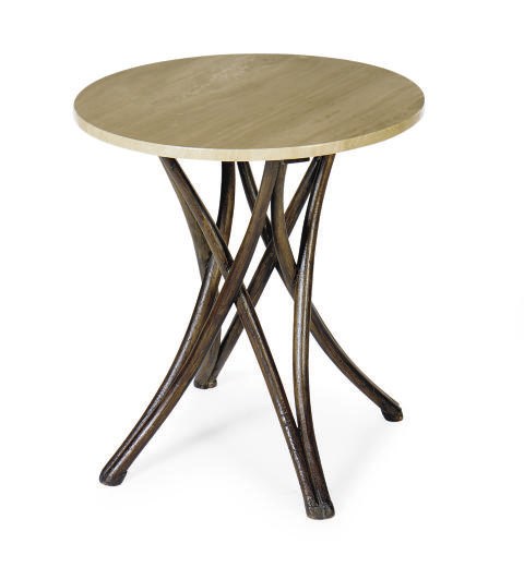 A VIENNESE BENTWOOD AND MARBLE-TOP CENTER TABLE,