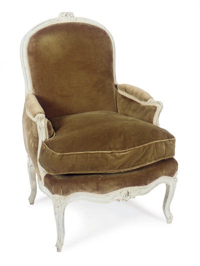 A LOUIS XV PAINTED AND UPHOLSTERED BERGERE,