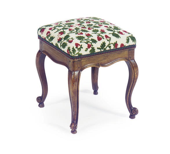 A FRENCH BEECHWOOD TABOURET,