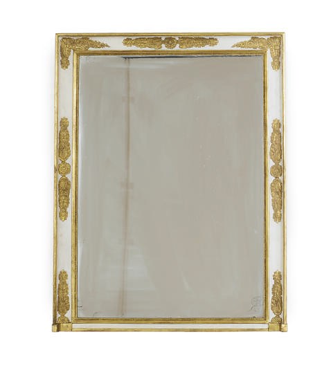 A CONTINENTAL PAINTED AND PARCEL-GILT MIRROR,