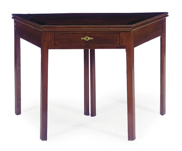 A NORTH EUROPEAN MAHOGANY CARD TABLE,