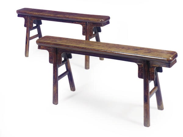 A PAIR OF ASIAN HARDWOOD BENCHES,