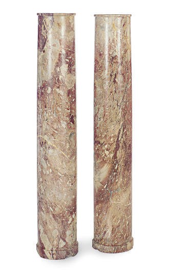 A PAIR OF ITALLIAN MARBLE COLUMNS,