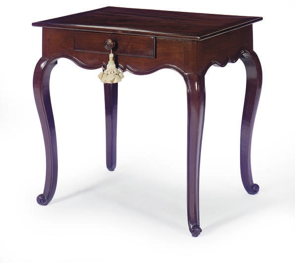 A FRENCH PROVINCIAL MAHOGANY SIDE TABLE,
