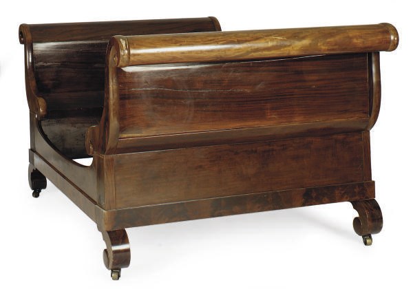 AN AMERICAN MAHOGANY SLEIGH BED,
